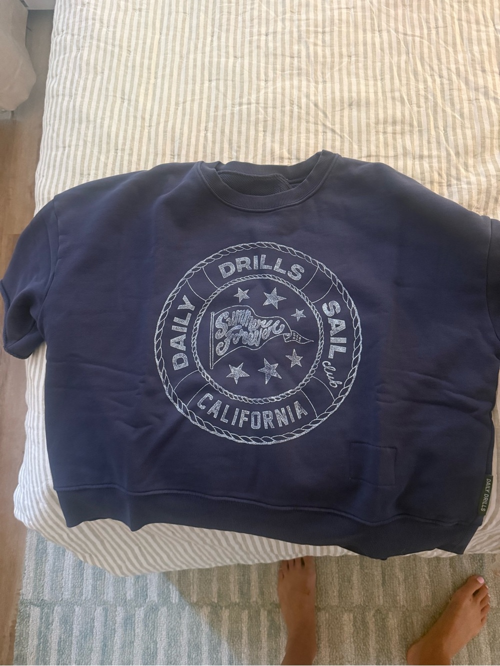 Heavyweight Local Summer Cropped Sweatshirt- Navy
